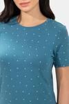 Amante Scoop Neck Sleep Tee - Blue Heart Print — thumbnail 4